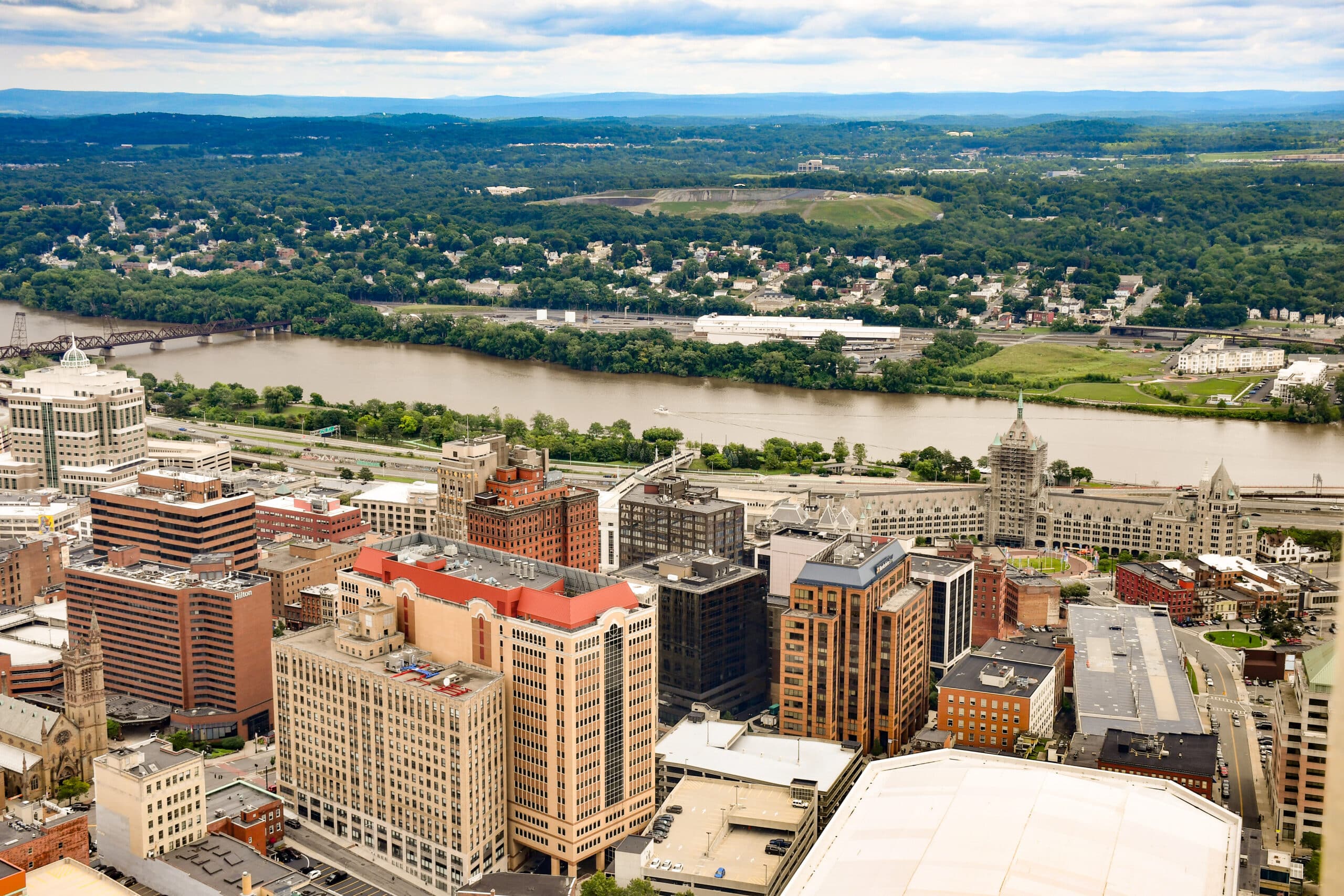 View over Albany, New York and the Hudson River